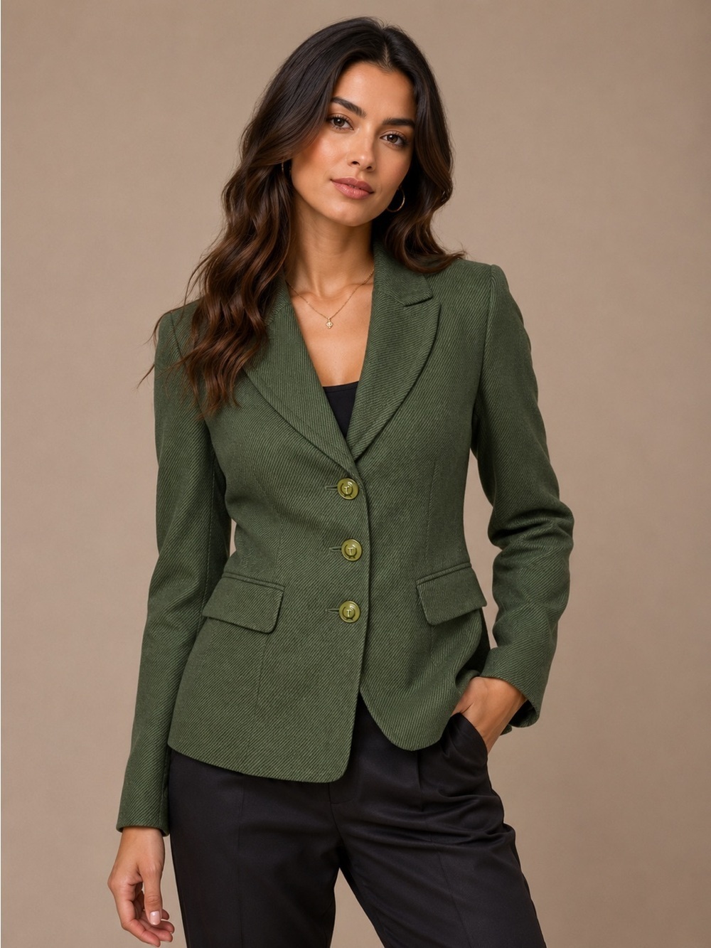 VTG Talbots Wool Blazer Womens Sz 10 Green Career Structured Jacket Classic